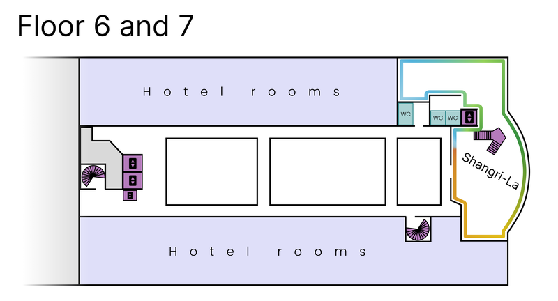 A map of floor 6 and 7 of the hotel