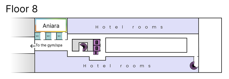A map of floor 8 of the hotel